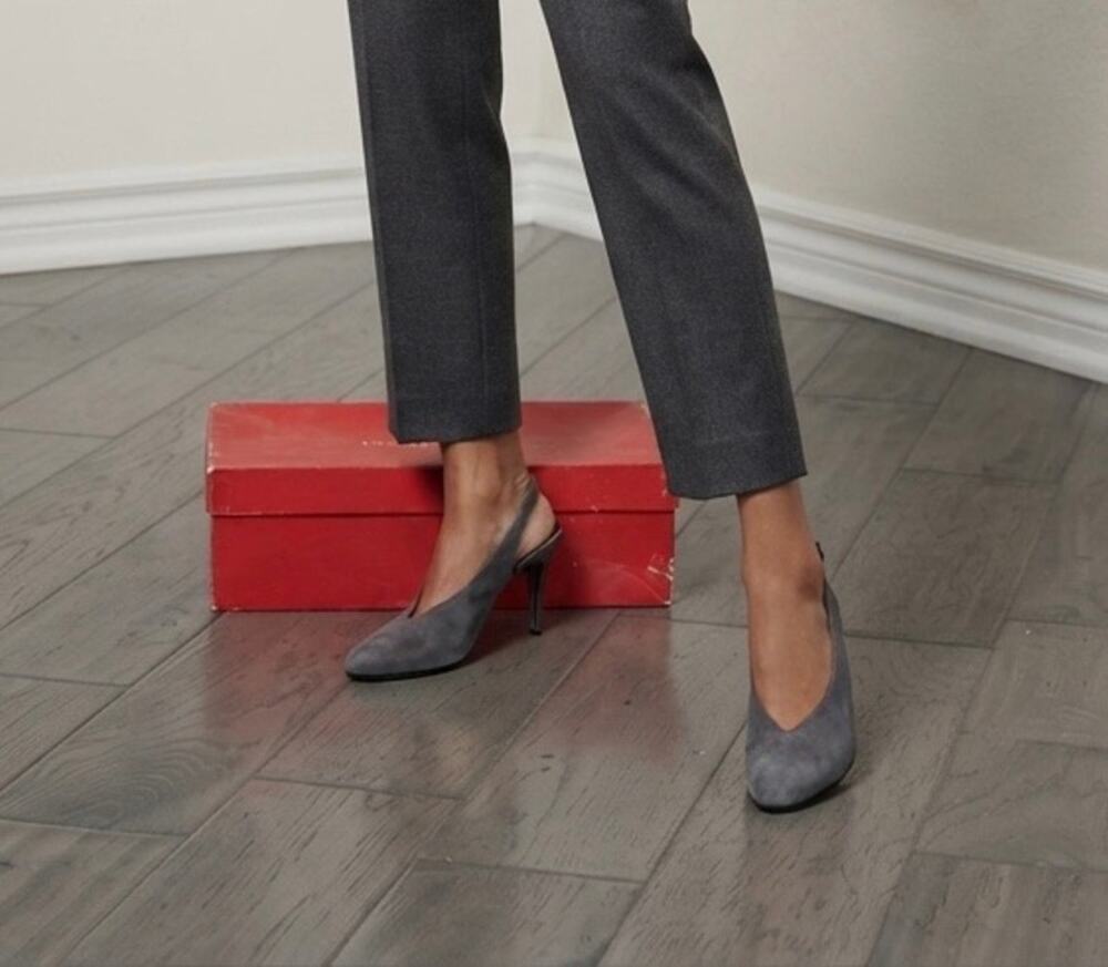 Vintage Halston gray suede heels size 7 1/2 - Picture 1 of 5